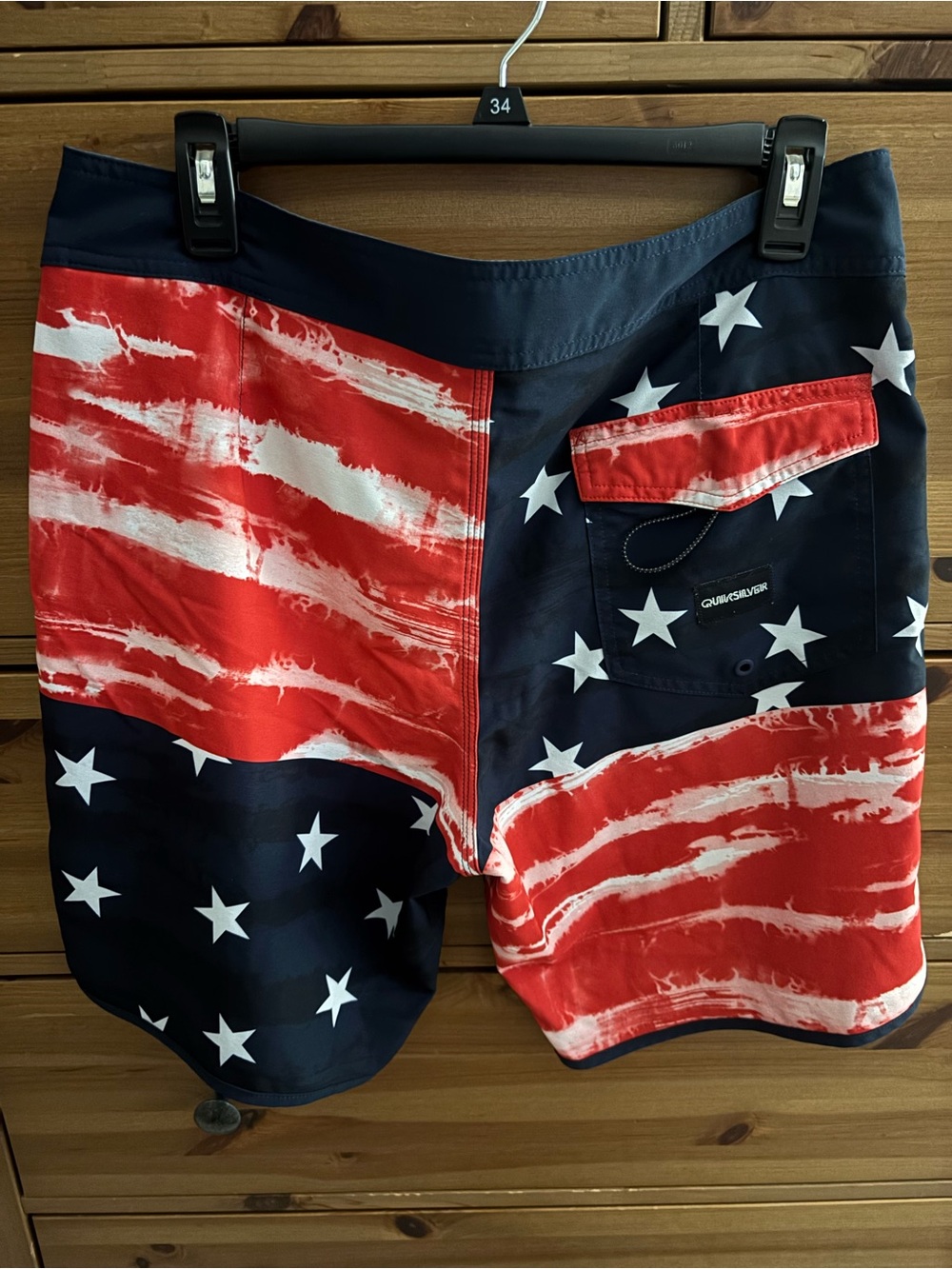 Quiksilver Men’s Red, Navy & White Star-Spangled Boardshorts - Picture 3 of 6